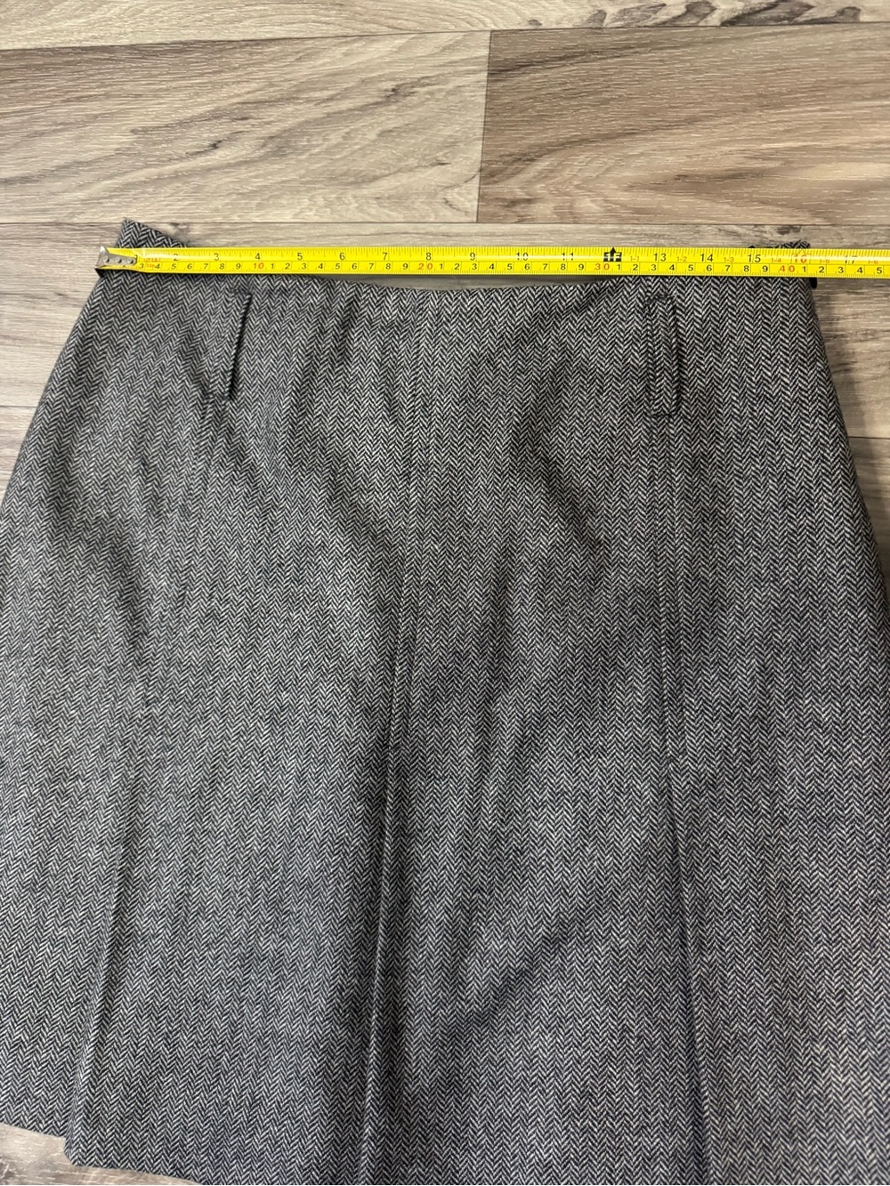 Barbour Classic Pleated Herringbone Skirt Wool Cashmere Blend Fully Lined Sz 8 - Picture 7 of 9